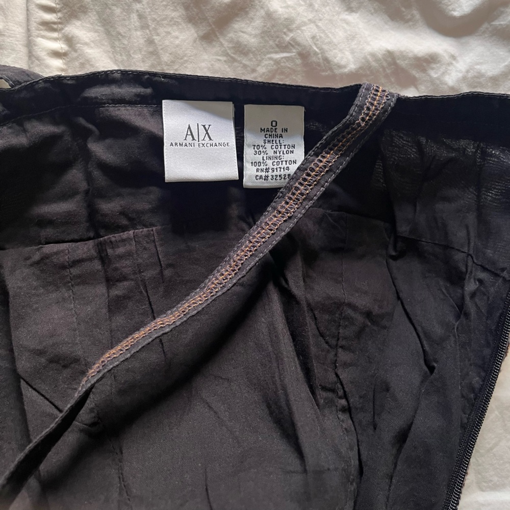A|X Armani Exchange Black Drop Waist Cotton Dress with Contrast Stitching